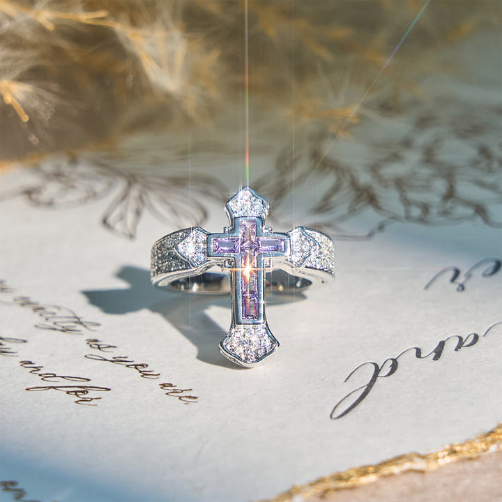 Bague Christianartworkshop à motif croix centrale et accents de zirconiums cubiques : Portez Sa protection au quotidien - image 7