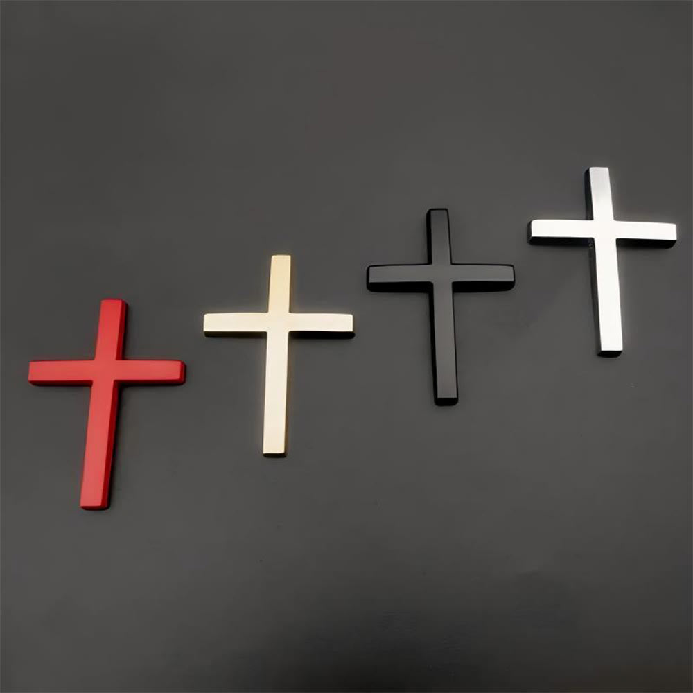 Autocollant croix en métal durable Christianartworkshop pour voiture : un rappel de sa protection silencieuse sur la route - 1 jeu de croix (4 couleurs) - image 1