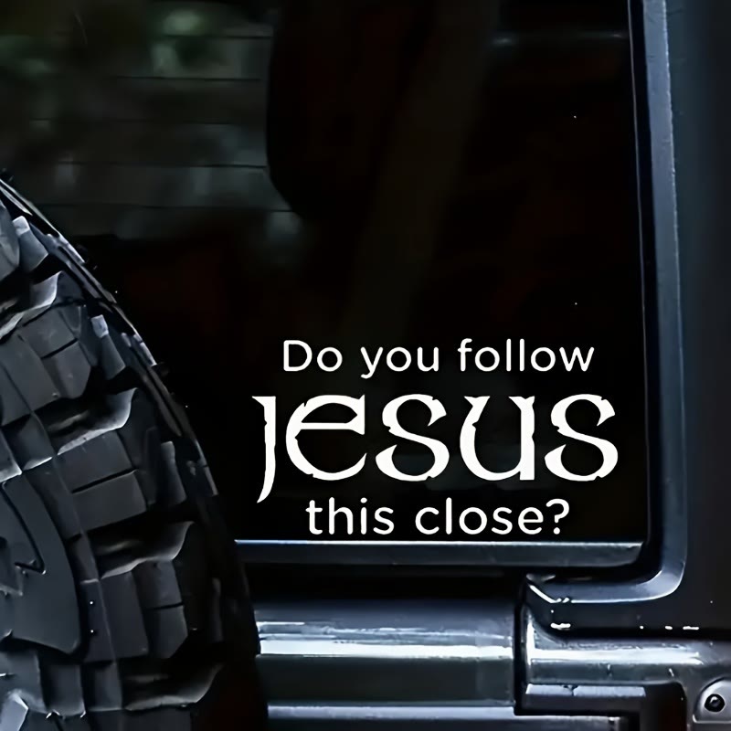 Autocollant métallique pour voiture Christianartworkshop avec « Suivez-vous Jésus d'aussi près ? Incarnez sa présence silencieuse sur les routes » - image 1
