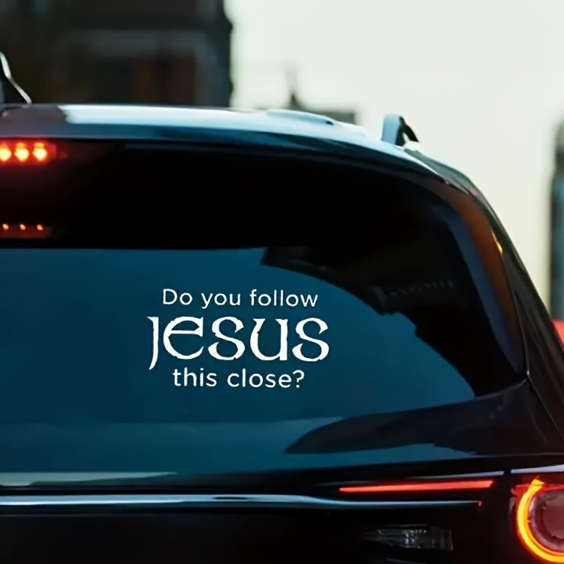 Autocollant métallique pour voiture Christianartworkshop avec « Suivez-vous Jésus d'aussi près ? Incarnez sa présence silencieuse sur les routes » - image 2