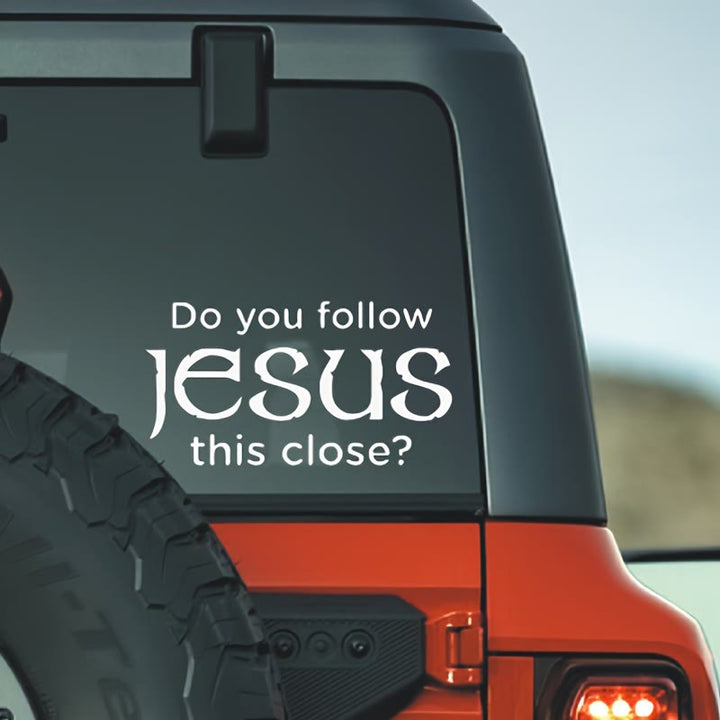 Autocollant métallique pour voiture Christianartworkshop avec « Suivez-vous Jésus d'aussi près ? Incarnez sa présence silencieuse sur les routes » - 10 pièces - image 0