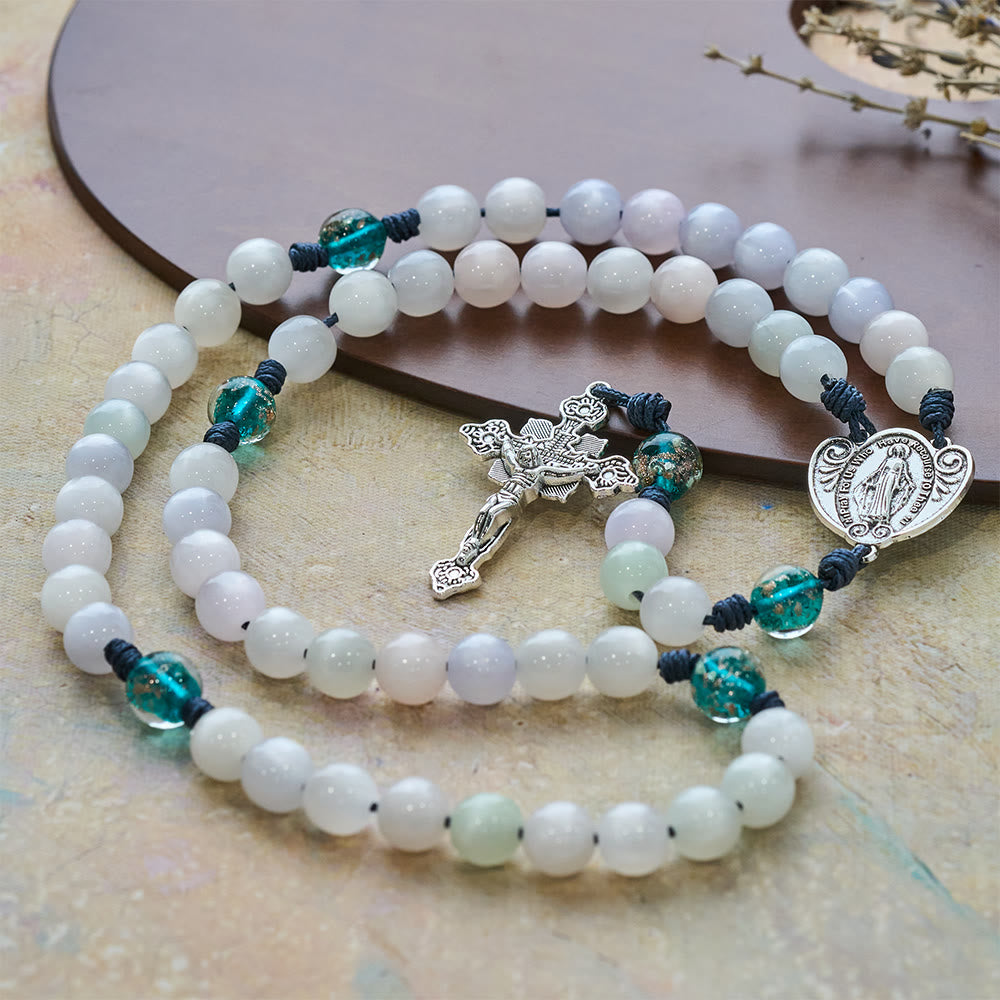 Christianartworkshop Chapelet œil de chat aux couleurs changeantes avec Notre-Dame Gardienne : Motif de foi irisé - image 6