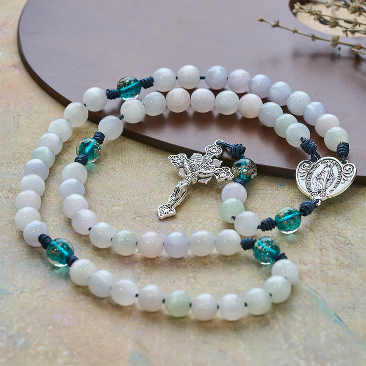 Christianartworkshop Chapelet œil de chat aux couleurs changeantes avec Notre-Dame Gardienne : Motif de foi irisé - image 6