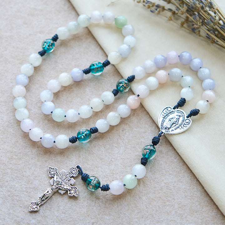 Christianartworkshop Chapelet œil de chat aux couleurs changeantes avec Notre-Dame Gardienne : Motif de foi irisé - image 7