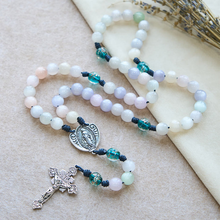 Christianartworkshop Chapelet œil de chat aux couleurs changeantes avec Notre-Dame Gardienne : Motif de foi irisé - image 8