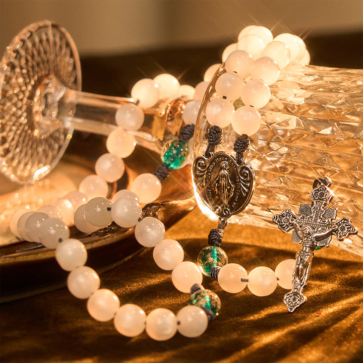 Christianartworkshop Chapelet œil de chat aux couleurs changeantes avec Notre-Dame Gardienne : Motif de foi irisé - image 11