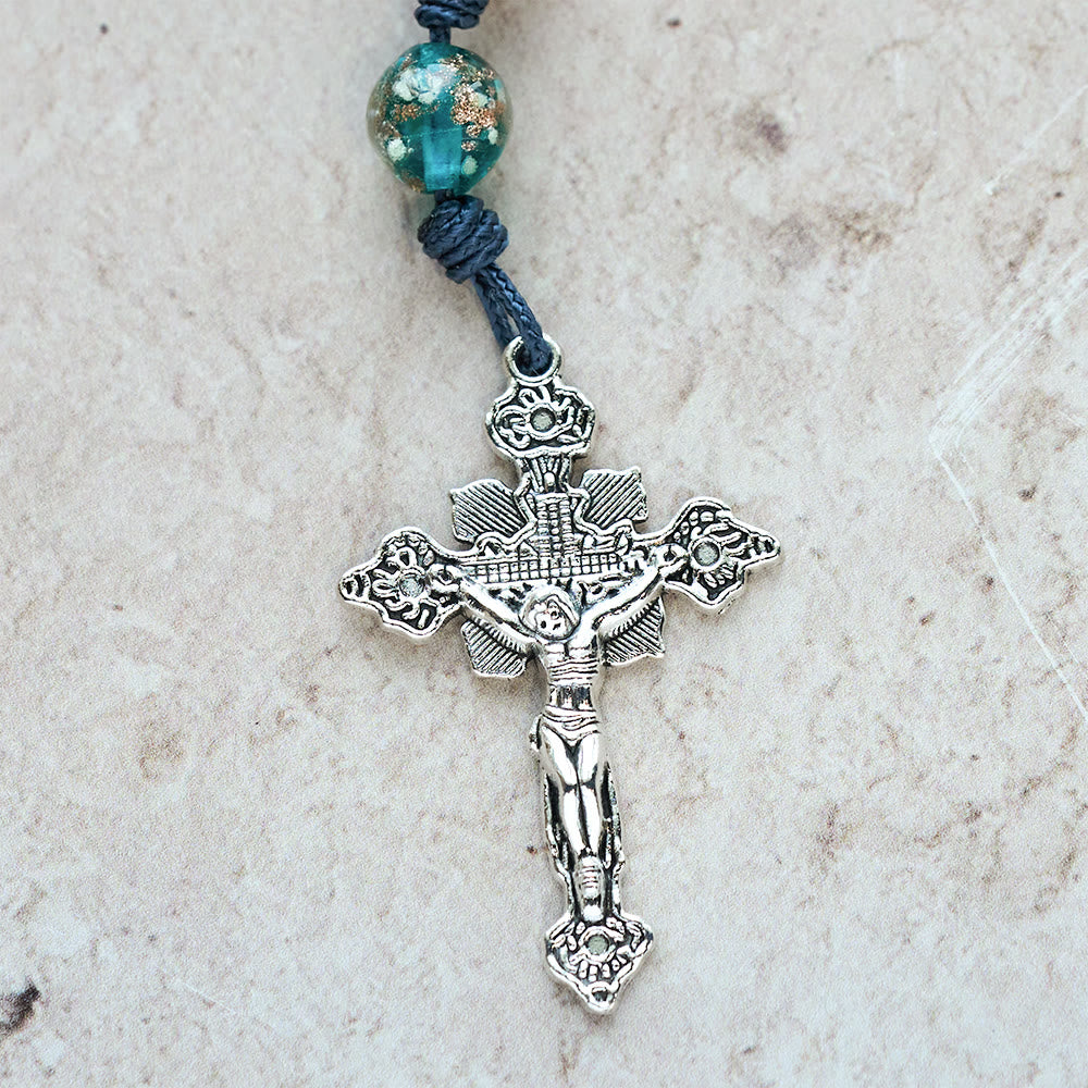 Christianartworkshop Chapelet œil de chat aux couleurs changeantes avec Notre-Dame Gardienne : Motif de foi irisé - image 14