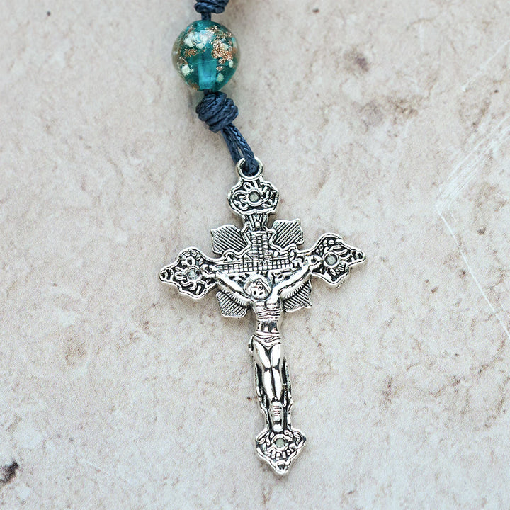 Christianartworkshop Chapelet œil de chat aux couleurs changeantes avec Notre-Dame Gardienne : Motif de foi irisé - image 14