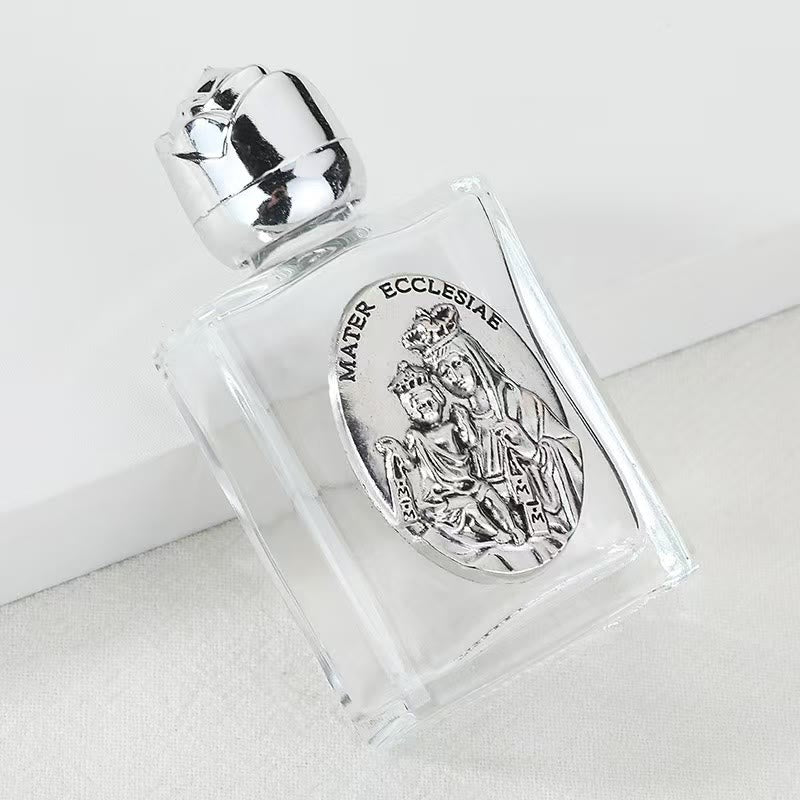 Christianartworkshop Bouteille d'eau bénite ornée d'une icône sacrée en relief : Portez sa protection dans vos moments spirituels - Bouteille carrée - Mère Ecclesiae - Argent - image 14