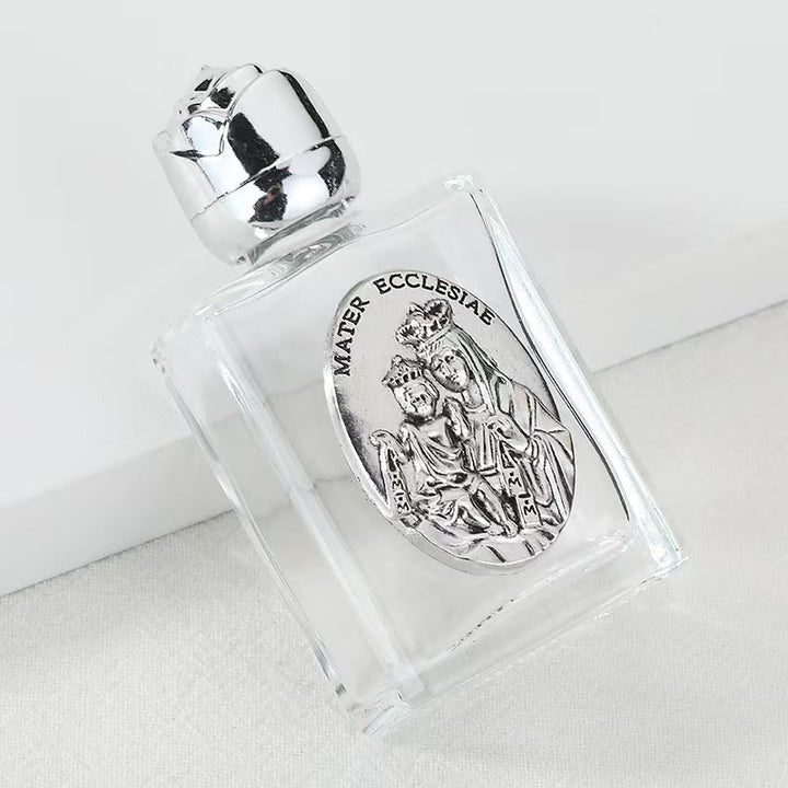 Christianartworkshop Bouteille d'eau bénite ornée d'une icône sacrée en relief : Portez sa protection dans vos moments spirituels - Bouteille carrée - Mère Ecclesiae - Argent - image 14