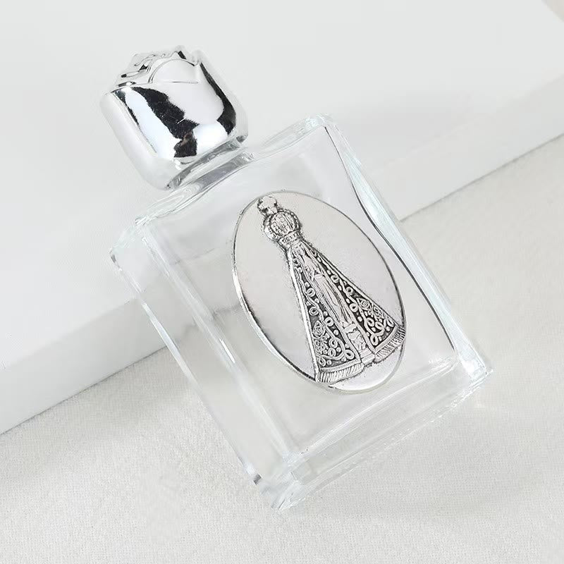 Christianartworkshop Bouteille d'eau bénite ornée d'une icône sacrée en relief : Portez sa protection dans vos moments spirituels - Bouteille carrée - Notre-Dame d'Aparecida - Argent - image 21