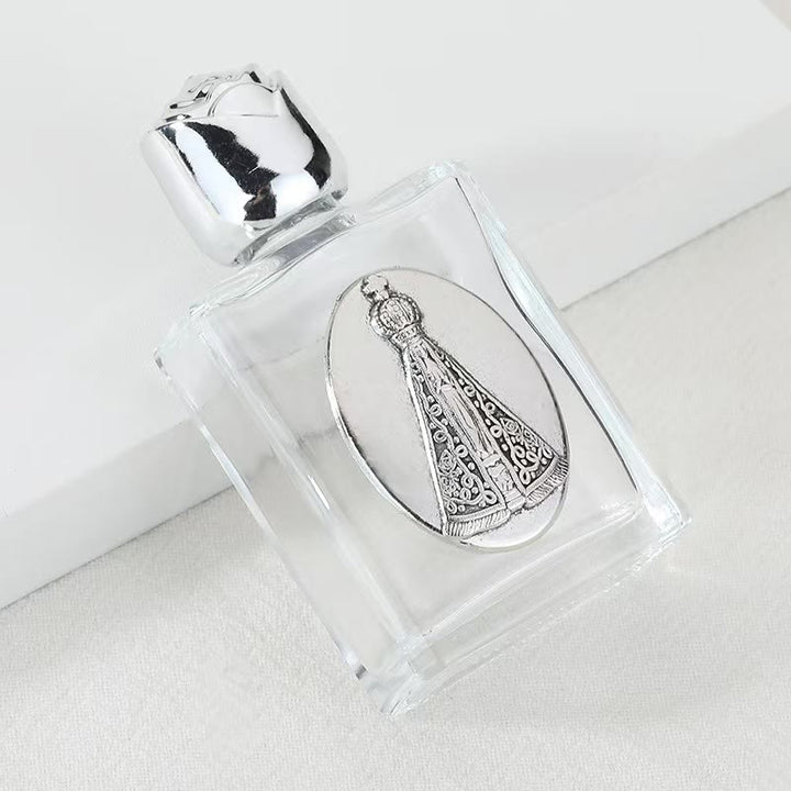 Christianartworkshop Bouteille d'eau bénite ornée d'une icône sacrée en relief : Portez sa protection dans vos moments spirituels - Bouteille carrée - Notre-Dame d'Aparecida - Argent - image 21