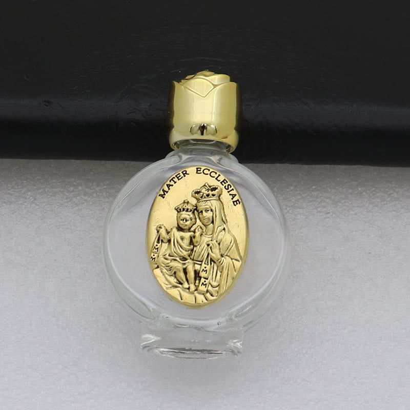 Christianartworkshop Bouteille d'eau bénite ornée d'une icône sacrée en relief : Portez sa protection dans vos moments spirituels - Bouteille ronde - Mère Ecclesiae - Doré - image 29
