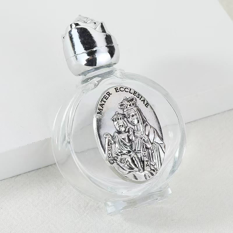 Christianartworkshop Bouteille d'eau bénite ornée d'une icône sacrée en relief : Portez sa protection dans vos moments spirituels - Bouteille ronde - Mère Ecclesiae - Argent - image 38