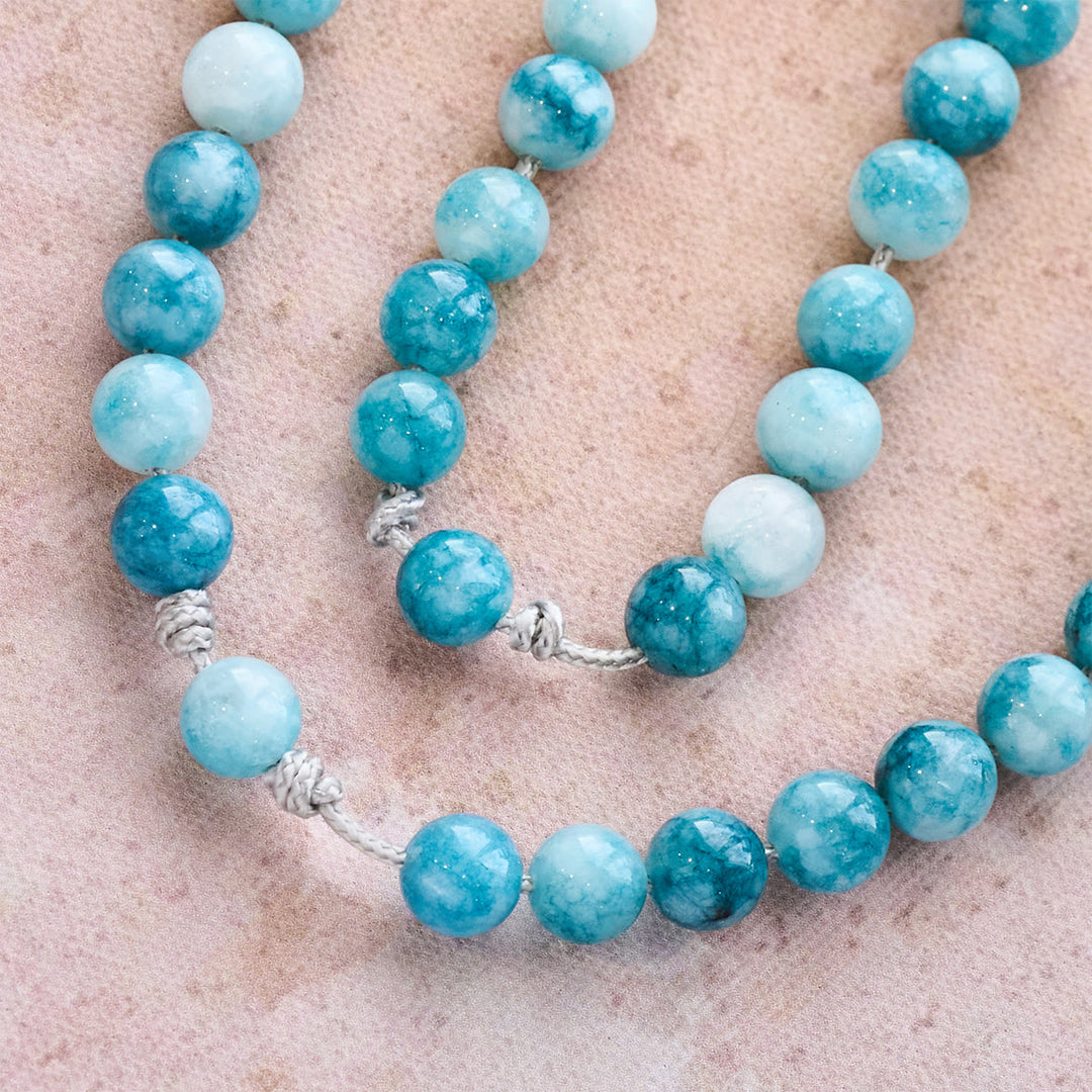 Christianartworkshop Chapelet catholique persan élégant en jade bleu avec Notre-Dame de la Foi - image 8