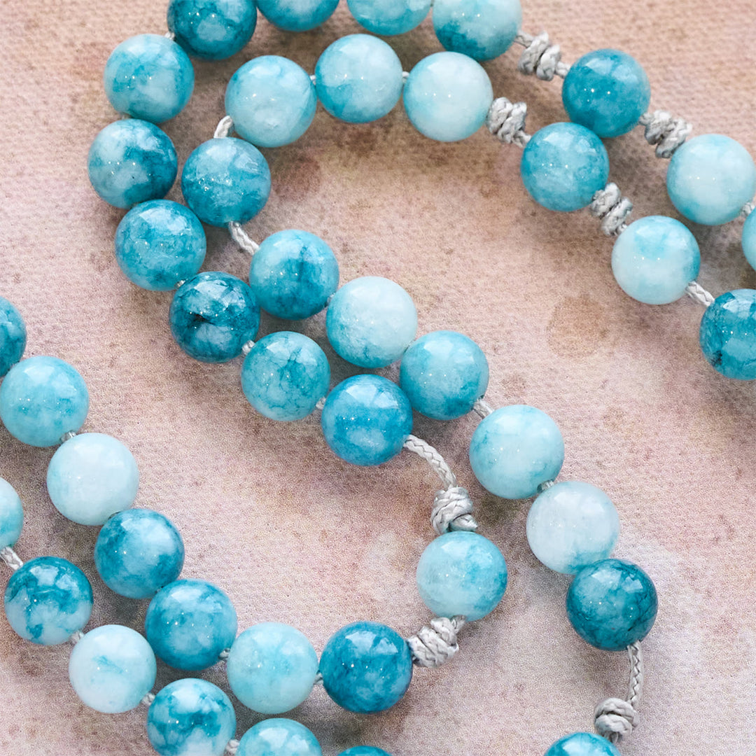 Christianartworkshop Chapelet catholique persan élégant en jade bleu avec Notre-Dame de la Foi - image 7