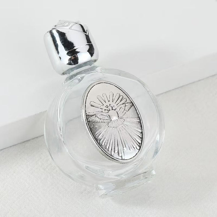 Christianartworkshop Bouteille d'eau bénite ornée d'une icône sacrée en relief : Portez sa protection dans vos moments spirituels - Bouteille ronde - Saint Esprit - Argent - image 47