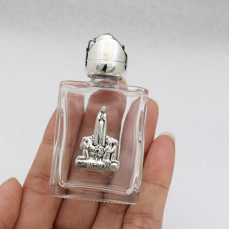 Christianartworkshop Bouteille d'eau bénite ornée d'une icône sacrée en relief : Portez sa protection dans vos moments spirituels - Bouteille carrée - Dame Fatima - Argent - image 50