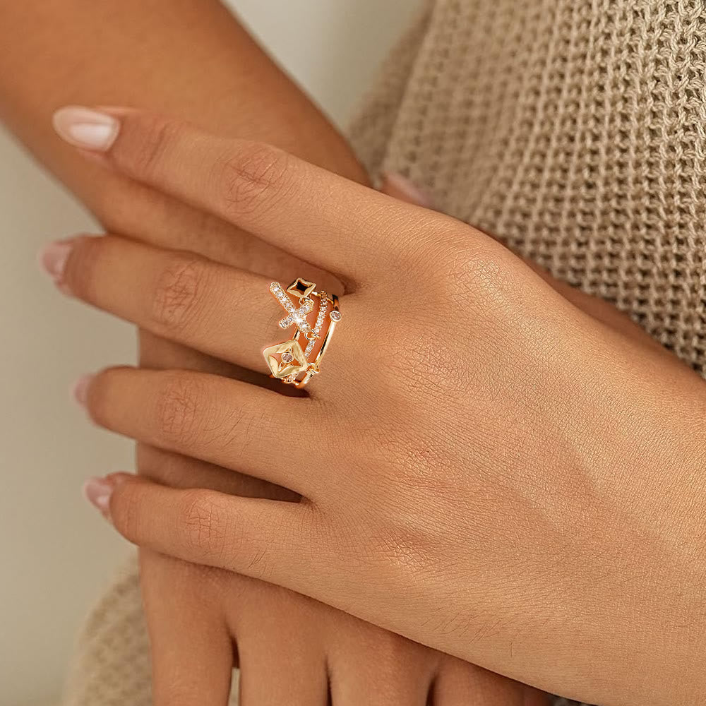 Bague à plusieurs rangs avec pendentif croix scintillante de Christianartworkshop : un rappel de sa paix paisible - image 2