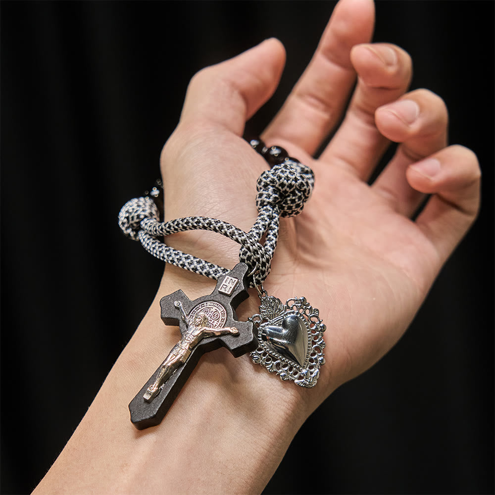 Christianartworkshop Ensemble de chapelets de poche pour couple « Amour éternel » avec Sacré-Cœur et crucifix - image 1