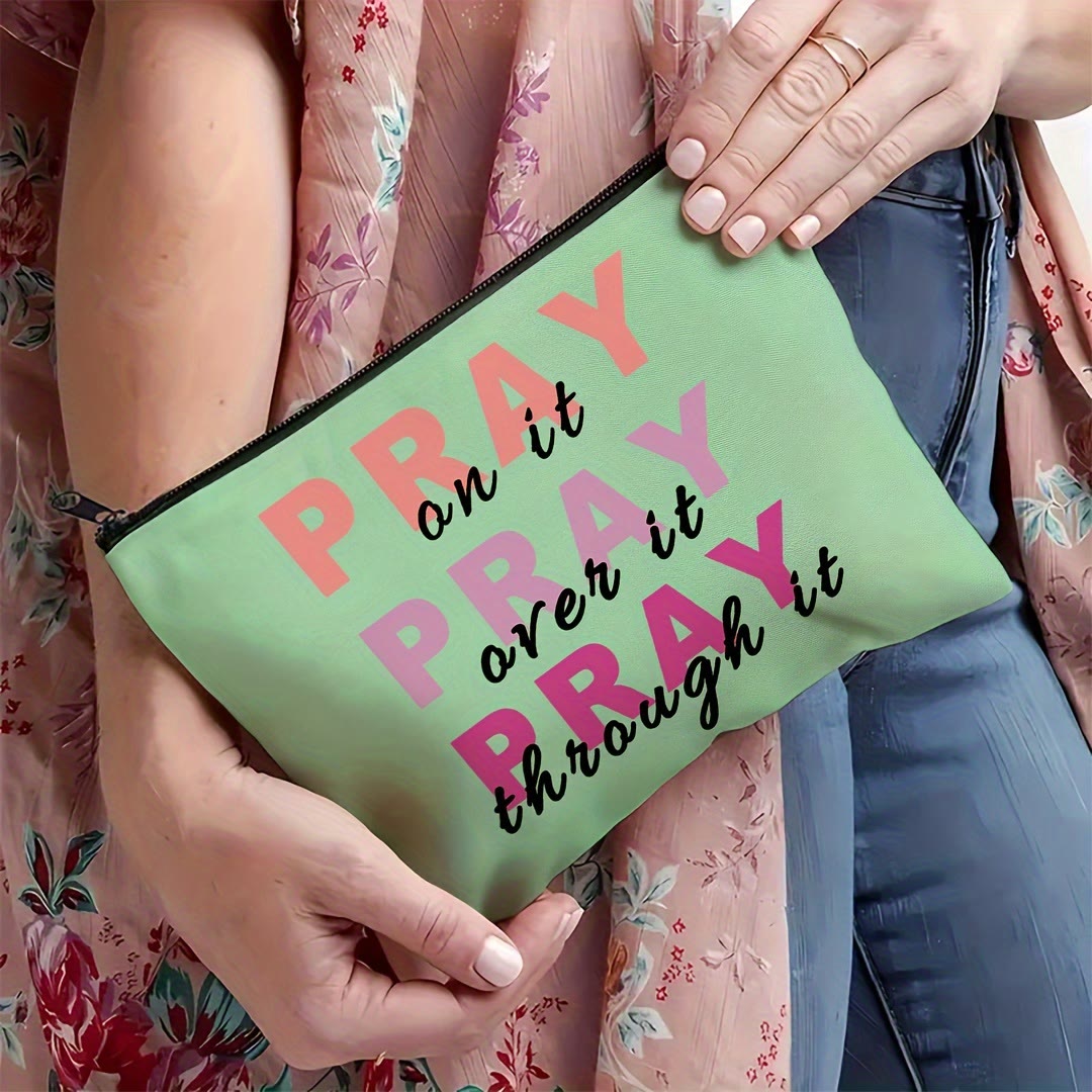 Christianartworkshop Trousse de toilette de voyage « Priez pour cela, priez à ce sujet, priez pendant que cela se passe » - image 2