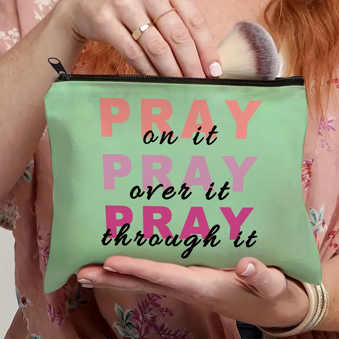 Christianartworkshop Trousse de toilette de voyage « Priez pour cela, priez à ce sujet, priez pendant que cela se passe » - image 3