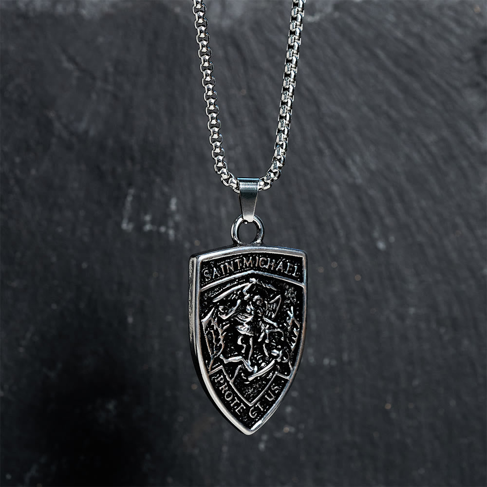 Christianartworkshop Collier pendentif bouclier de Saint Michel, protecteur : incarnez sa protection courageuse - image 3