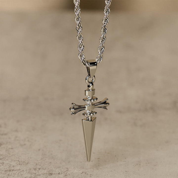 Christianartworkshop Collier pendentif en forme de dague croisée : incarnez sa protection courageuse - Argent - image 4