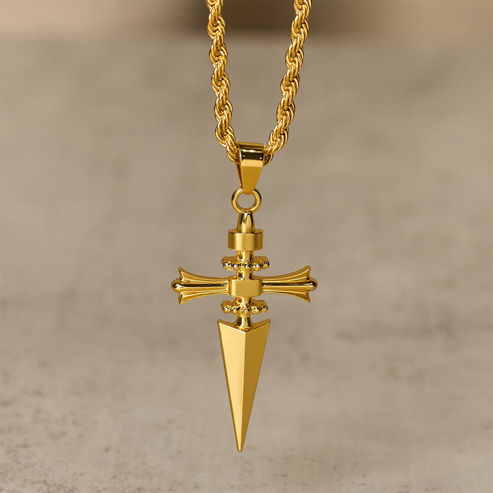 Christianartworkshop Collier pendentif en forme de dague croisée : incarnez sa protection courageuse - Doré - image 2