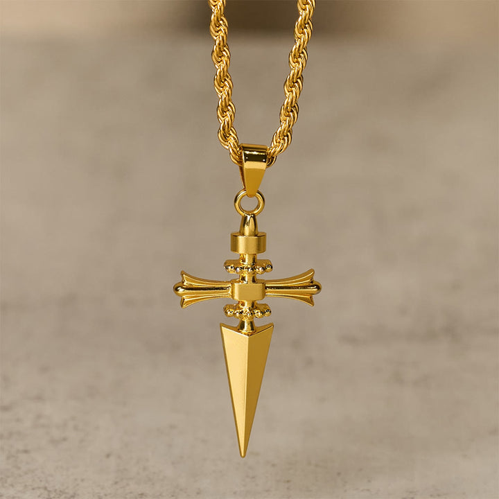 Christianartworkshop Collier pendentif en forme de dague croisée : incarnez sa protection courageuse - Doré - image 2