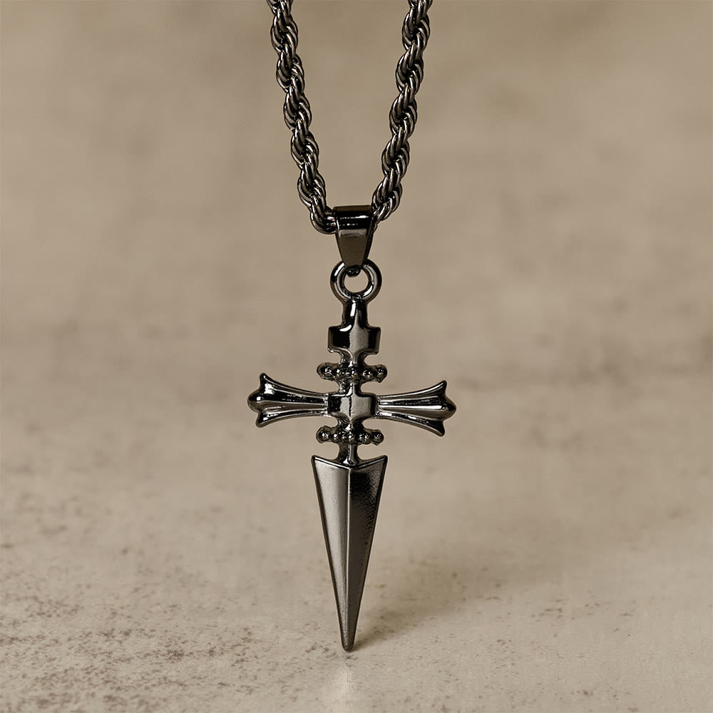 Christianartworkshop Collier pendentif en forme de dague croisée : incarnez sa protection courageuse - Noir - image 3