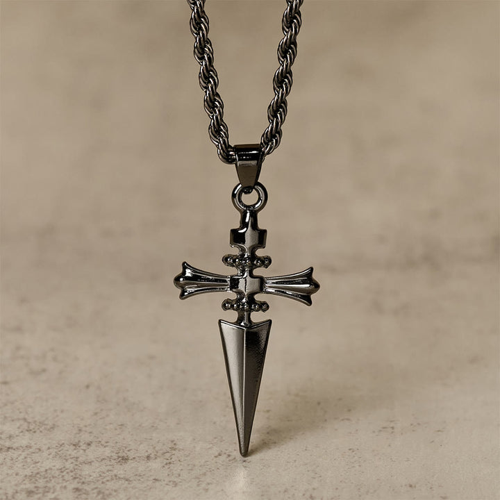 Christianartworkshop Collier pendentif en forme de dague croisée : incarnez sa protection courageuse - Noir - image 3