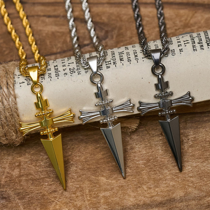 Christianartworkshop Collier pendentif en forme de dague croisée : incarnez sa protection courageuse - image 0