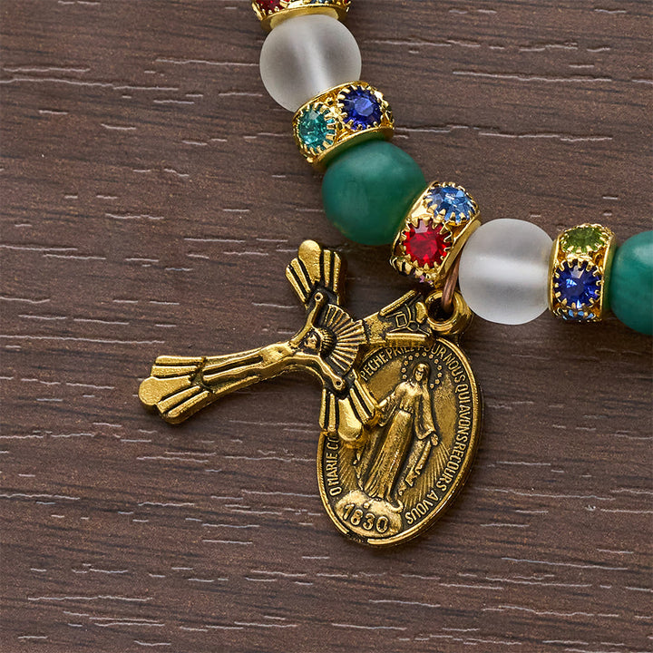 Christianartworkshop Bracelet crucifix en agate givrée lisse et Notre-Dame : Souvenir de son amour tendre - image 8