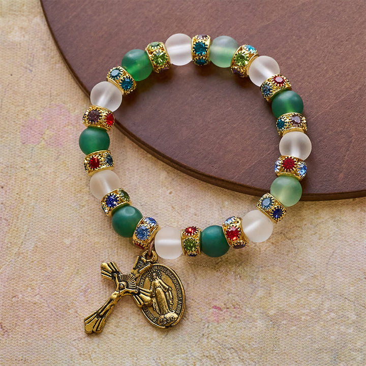 Christianartworkshop Bracelet crucifix en agate givrée lisse et Notre-Dame : Souvenir de son amour tendre - image 6