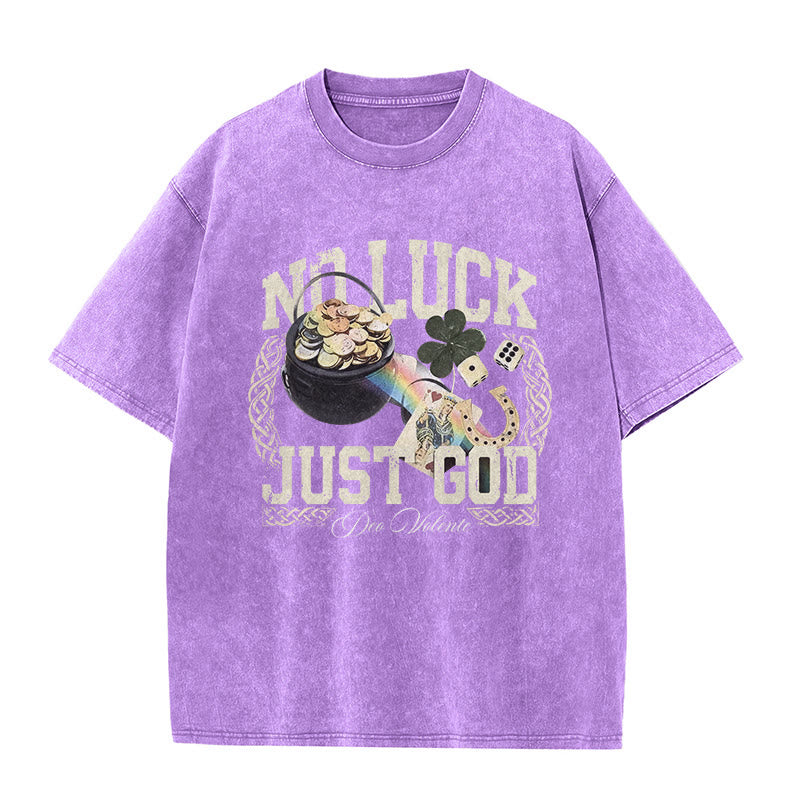 T-shirt unisexe délavé Christianartworkshop « Pas de chance, juste Dieu » pour la Saint-Patrick - Violet - 5XL - image 10