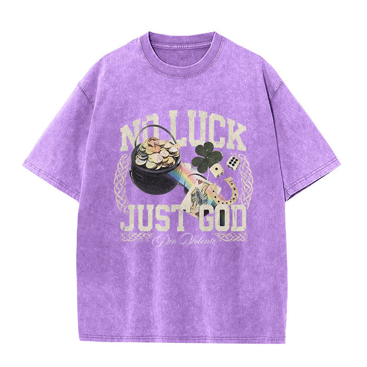 T-shirt unisexe délavé Christianartworkshop « Pas de chance, juste Dieu » pour la Saint-Patrick - Violet - 5XL - image 10