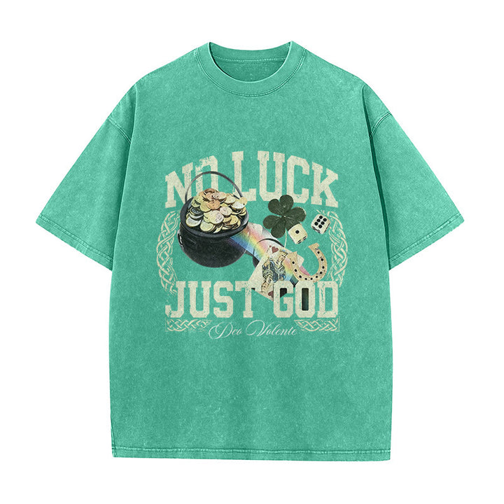 T-shirt unisexe délavé Christianartworkshop « Pas de chance, juste Dieu » pour la Saint-Patrick - Vert - 5XL - image 3
