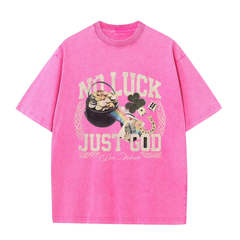 T-shirt unisexe délavé Christianartworkshop « Pas de chance, juste Dieu » pour la Saint-Patrick - Rose - 5XL - image 8