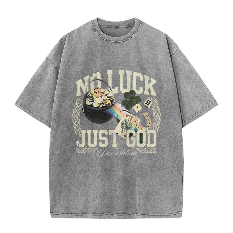 T-shirt unisexe délavé Christianartworkshop « Pas de chance, juste Dieu » pour la Saint-Patrick - Gris - 5XL - image 5