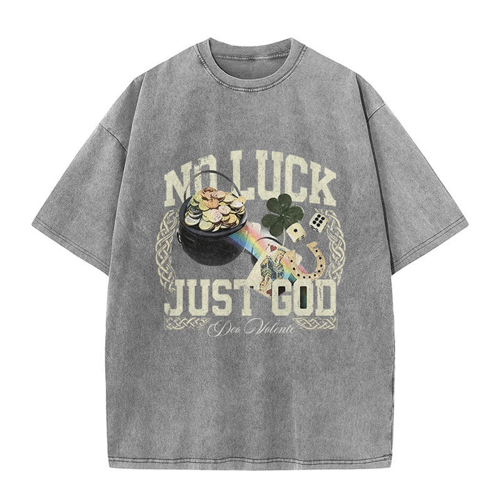T-shirt unisexe délavé Christianartworkshop « Pas de chance, juste Dieu » pour la Saint-Patrick - Gris - 5XL - image 5