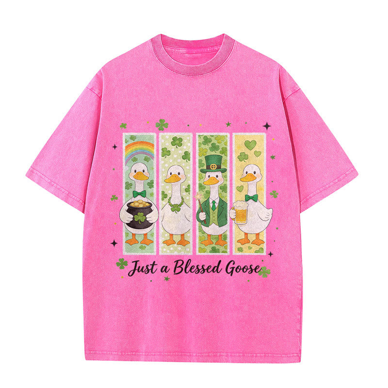 T-shirt unisexe délavé Christianartworkshop « Just a Blessed Goose » pour la Saint-Patrick - Rose - 5XL - image 9