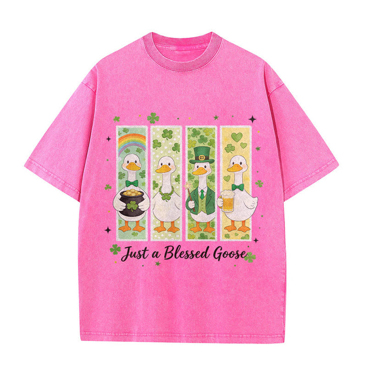 T-shirt unisexe délavé Christianartworkshop « Just a Blessed Goose » pour la Saint-Patrick - Rose - 5XL - image 9