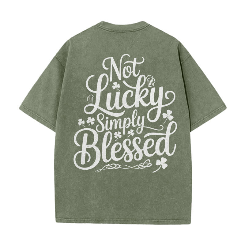 T-shirt unisexe délavé Christianartworkshop « Pas chanceux, simplement béni » Romains 4:7-8 - Vert armée - 5XL - image 20