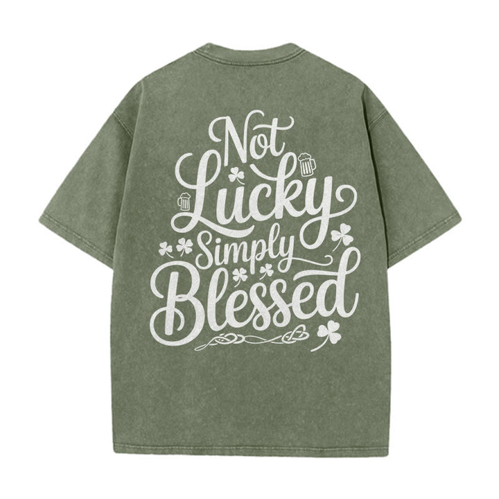 T-shirt unisexe délavé Christianartworkshop « Pas chanceux, simplement béni » Romains 4:7-8 - Vert armée - 5XL - image 20