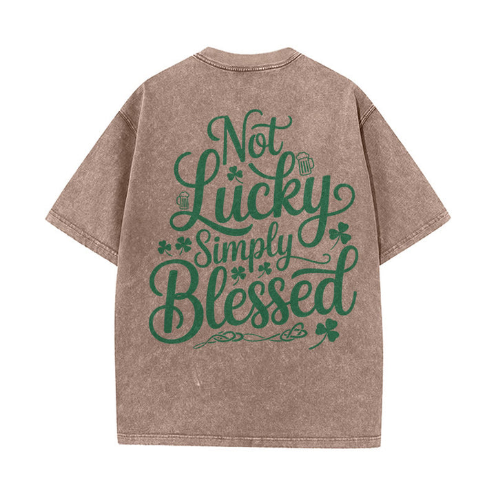 T-shirt unisexe délavé Christianartworkshop « Pas chanceux, simplement béni » Romains 4:7-8 - Brun - 5XL - image 0