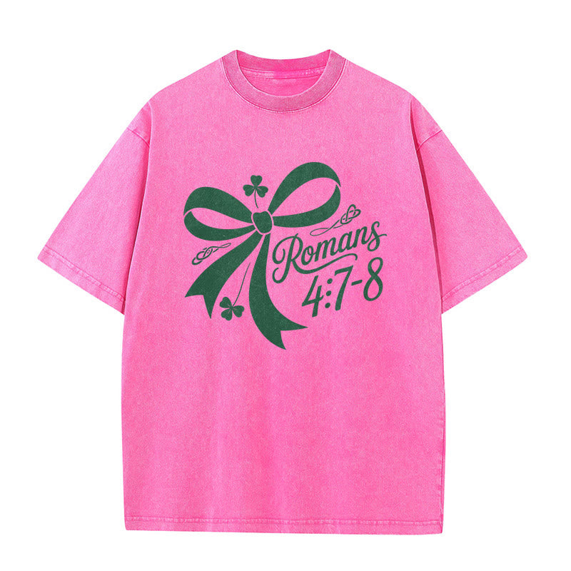 T-shirt unisexe délavé Christianartworkshop « Pas chanceux, simplement béni » Romains 4:7-8 - image 9