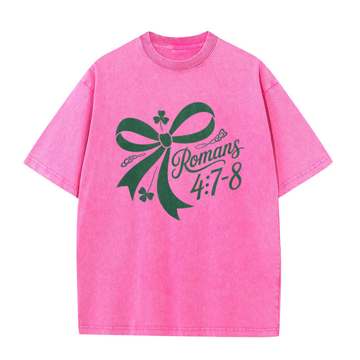 T-shirt unisexe délavé Christianartworkshop « Pas chanceux, simplement béni » Romains 4:7-8 - image 9
