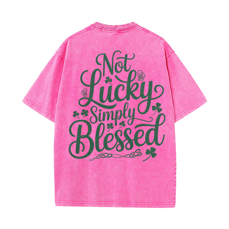 T-shirt unisexe délavé Christianartworkshop « Pas chanceux, simplement béni » Romains 4:7-8 - Rose - 5XL - image 8