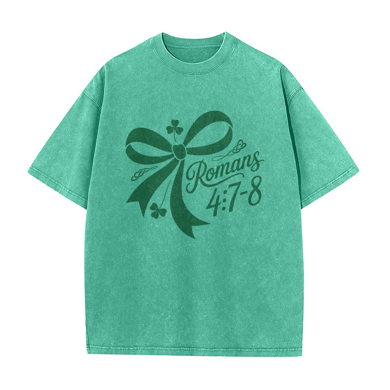 T-shirt unisexe délavé Christianartworkshop « Pas chanceux, simplement béni » Romains 4:7-8 - image 19